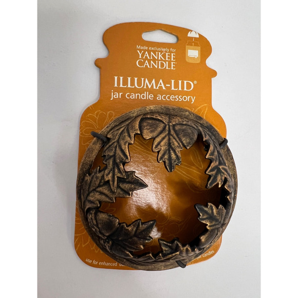 Yankee Candle Illuma-Lid Jar Accessory Copper Metal Topper w acorns & leaves New - Picture 3 of 4